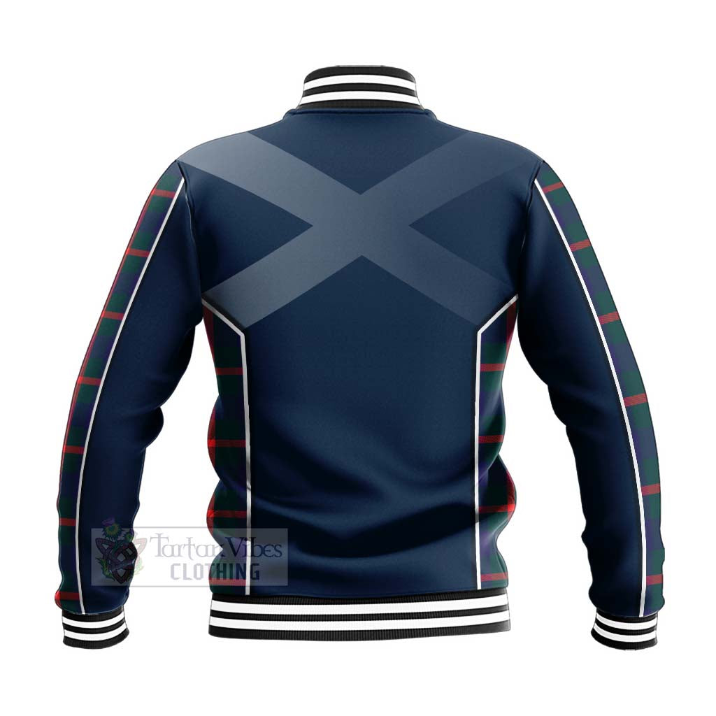 Tartan Vibes Clothing Agnew Tartan Baseball Jacket with Family Crest and Scottish Thistle Vibes Sport Style