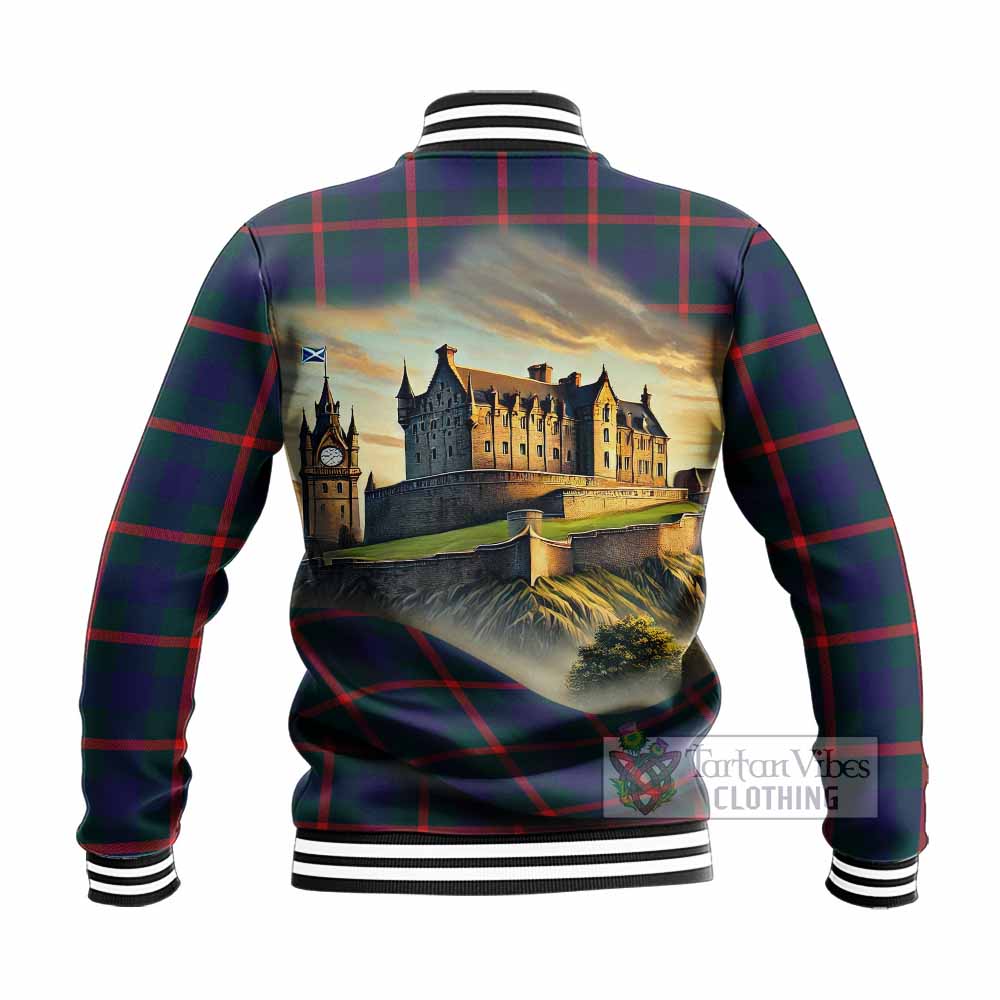 Agnew Tartan Family Crest Baseball Jacket with Scottish Ancient Castle Style - Tartan Vibes Clothing