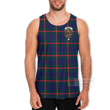 Agnew Tartan Men's Tank Top with Family Crest and Bearded Skull Holding Bottles of Whiskey