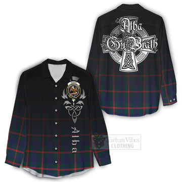 Agnew Tartan Women's Casual Shirt Featuring Alba Gu Brath Family Crest Celtic Inspired