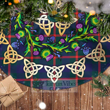 Agnew Tartan Christmas Tree Skirt with Thistle Celtic Knot Style