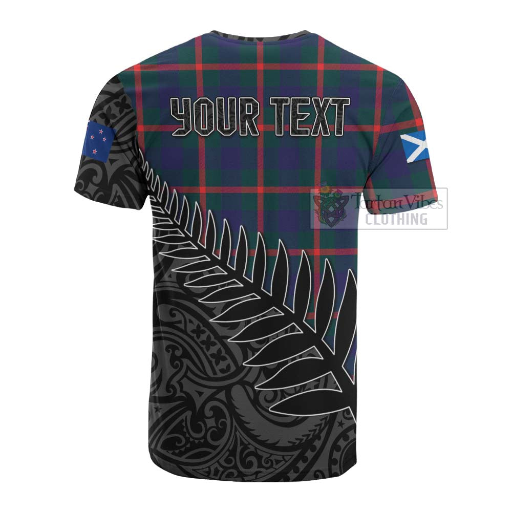 Tartan Vibes Clothing Agnew Crest Tartan Cotton T-shirt with New Zealand Silver Fern Half Style