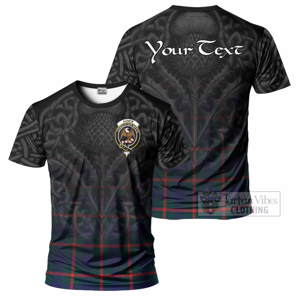 Tartan Vibes Clothing Agnew Tartan T-Shirt with Family Crest Celtic Thistle Vibes