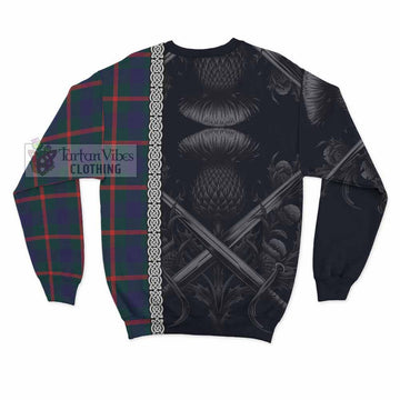 Agnew Tartan Sweatshirt with Family Crest Cross Sword Thistle Celtic Vibes