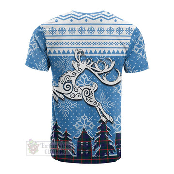 Agnew Clan Christmas Cotton T-shirt Celtic Reindeer Style