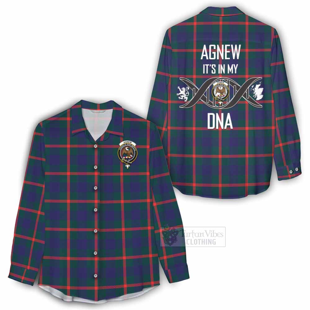 Tartan Vibes Clothing Agnew Tartan Women's Casual Shirt with Family Crest DNA In Me Style