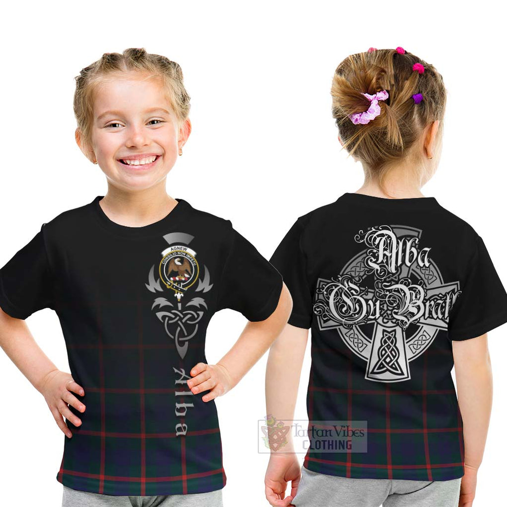 Tartan Vibes Clothing Agnew Tartan Kid T-Shirt Featuring Alba Gu Brath Family Crest Celtic Inspired