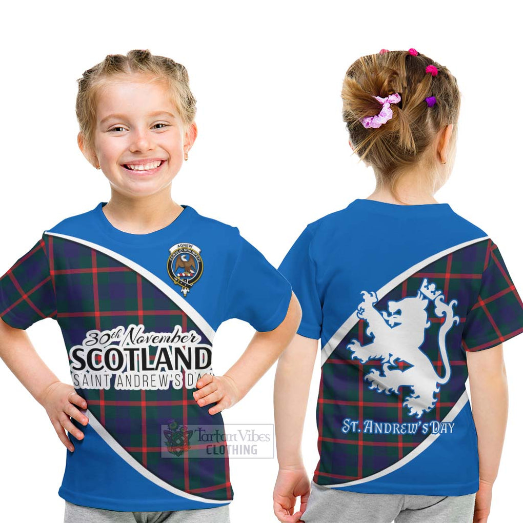 Tartan Vibes Clothing Agnew Family Crest Tartan Kid T-Shirt Celebrate Saint Andrew's Day in Style