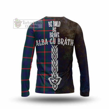 Agnew Tartan Family Crest Long Sleeve T-Shirt Alba Gu Brath Be Brave Lion Ancient Style - Tartan Vibes Clothing