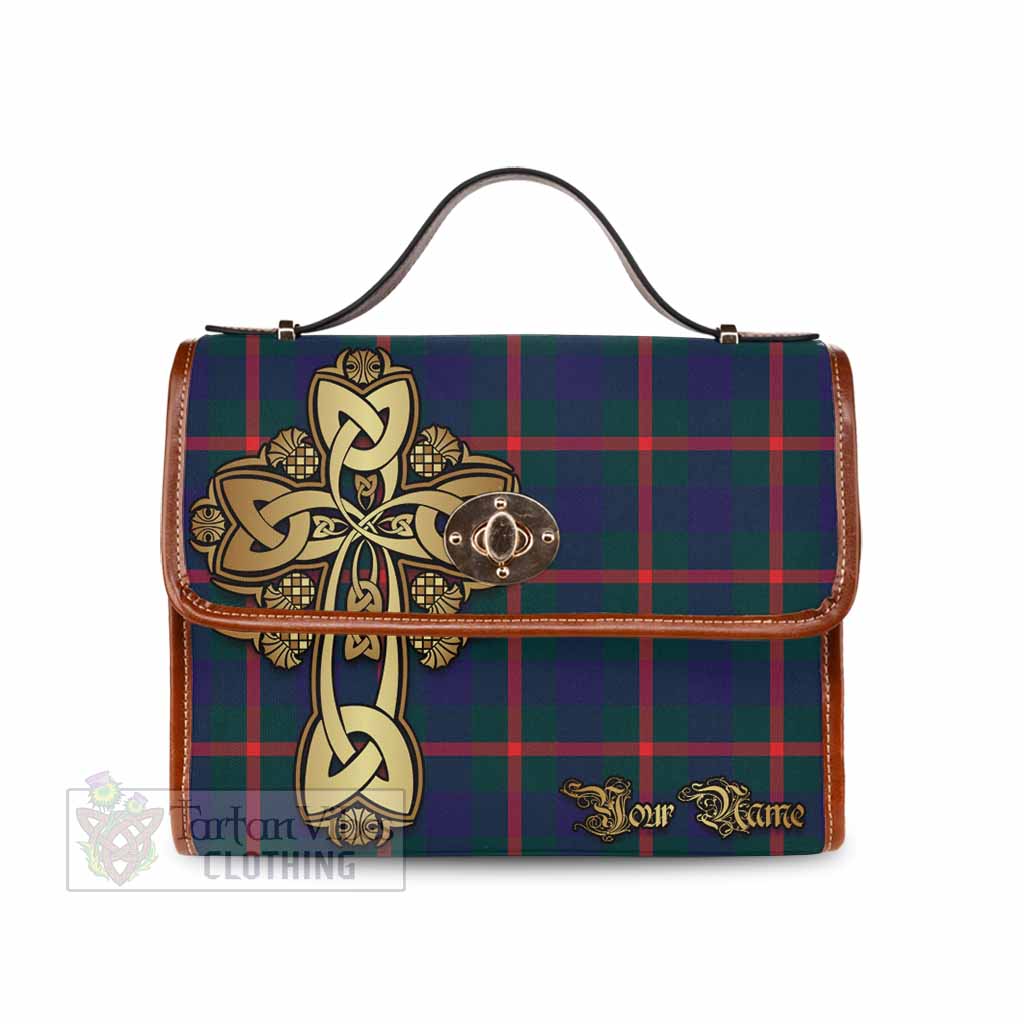 Tartan Vibes Clothing Agnew Tartan Waterproof Canvas Bag Golden Thistle Celtic Cross Style