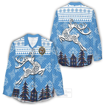 Agnew Clan Christmas Women's Casual Shirt Celtic Reindeer Style