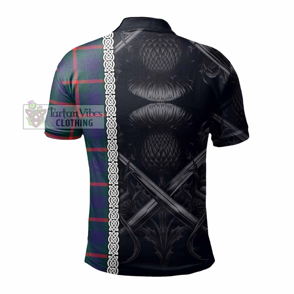 Agnew Tartan Polo Shirt with Family Crest Cross Sword Thistle Celtic Vibes - Tartan Vibes Clothing