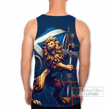 Agnew Tartan Family Crest Men's Tank Top with Scottish Majestic Lion