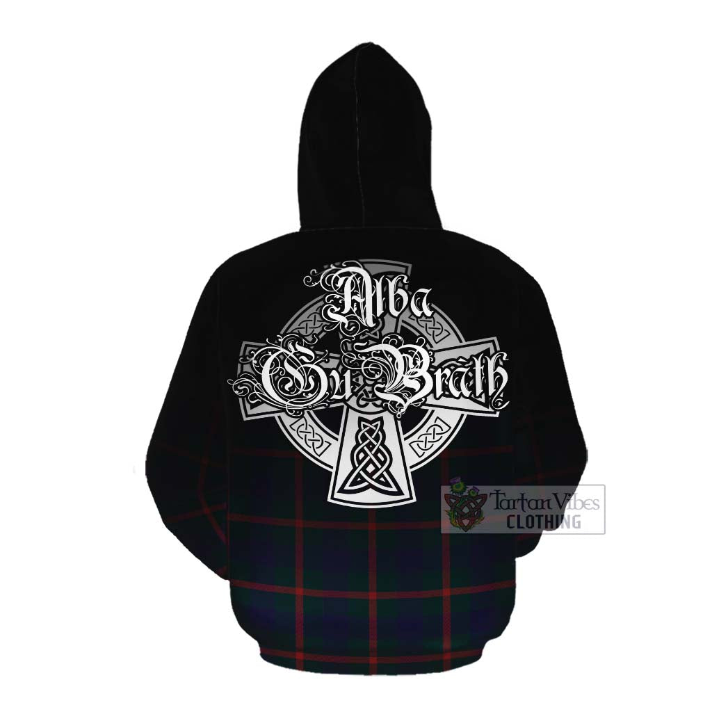 Tartan Vibes Clothing Agnew Tartan Cotton Hoodie Featuring Alba Gu Brath Family Crest Celtic Inspired