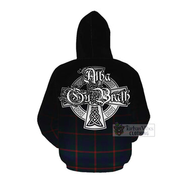 Agnew Tartan Cotton Hoodie Featuring Alba Gu Brath Family Crest Celtic Inspired