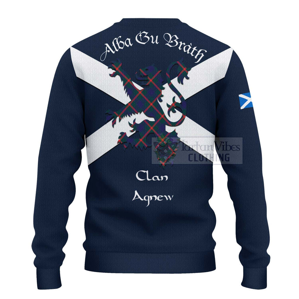 Tartan Vibes Clothing Agnew Tartan Lion Rampant Knitted Sweater – Proudly Display Your Heritage with Alba Gu Brath and Clan Name