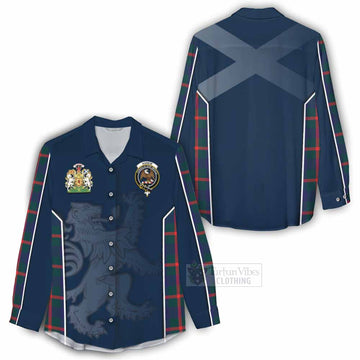 Agnew Tartan Women's Casual Shirt with Family Crest and Lion Rampant Vibes Sport Style