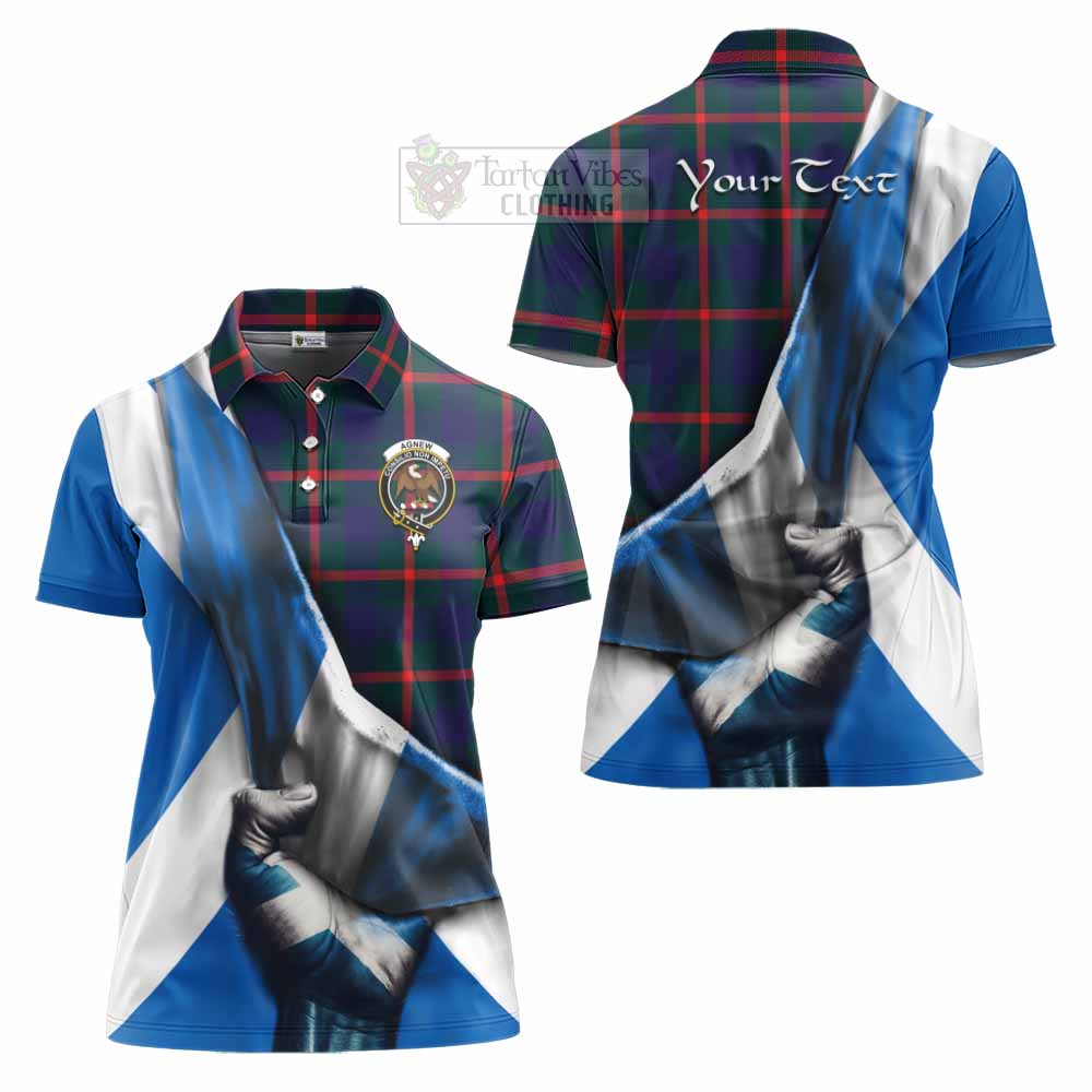 Tartan Vibes Clothing Agnew Tartan Women's Polo Shirt with Family Crest Scotland Patriotic Style