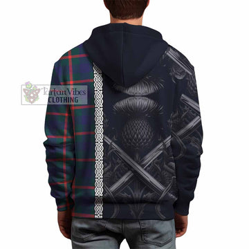 Agnew Tartan Hoodie with Family Crest Cross Sword Thistle Celtic Vibes