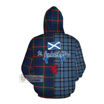 Agnew Tartan Cotton Hoodie Happy St. Andrew's Day Half Tartan Style