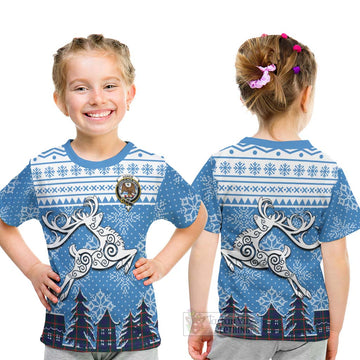 Agnew Clan Christmas Kid T-Shirt Celtic Reindeer Style