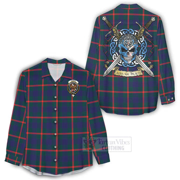 Agnew Tartan Women's Casual Shirt with Family Crest Celtic Skull Style