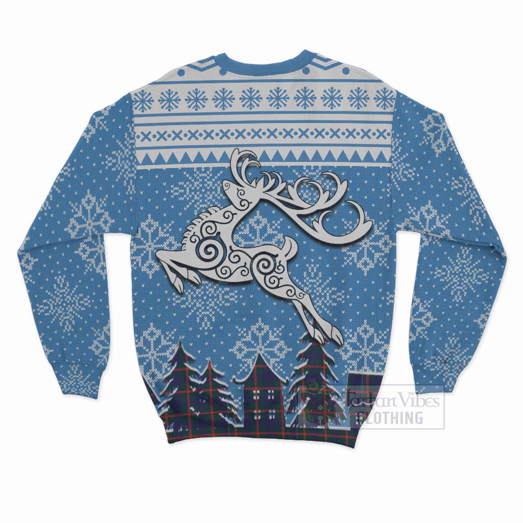 Tartan Vibes Clothing Agnew Clan Christmas Sweatshirt Celtic Reindeer Style