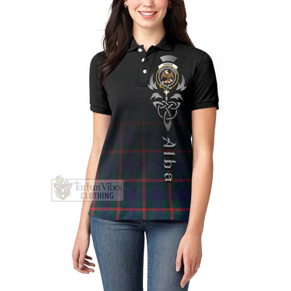 Tartan Vibes Clothing Agnew Tartan Women's Polo Shirt Featuring Alba Gu Brath Family Crest Celtic Inspired