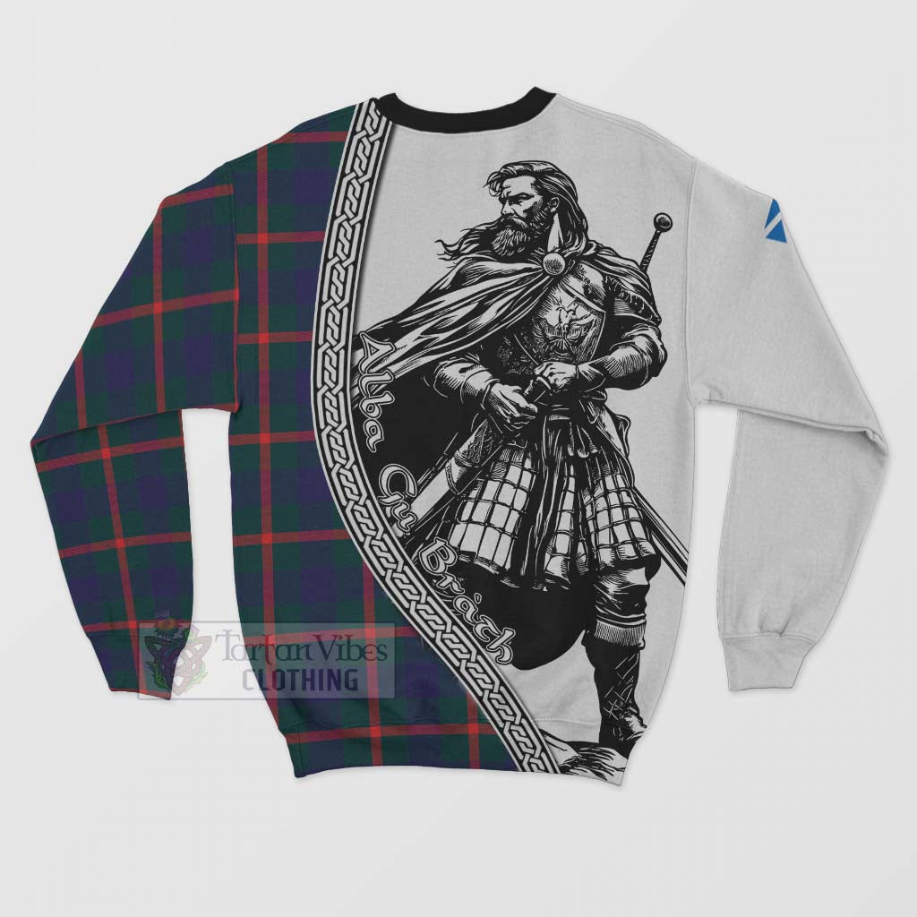 Tartan Vibes Clothing Agnew Tartan Clan Crest Sweatshirt with Highlander Warrior Celtic Style