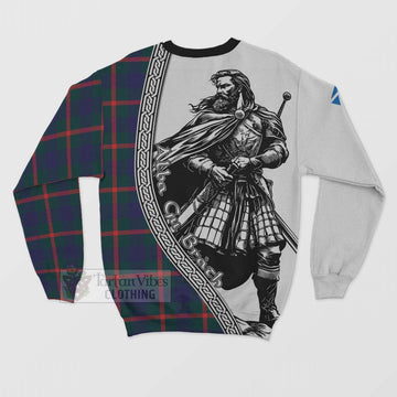 Agnew Tartan Clan Crest Sweatshirt with Highlander Warrior Celtic Style