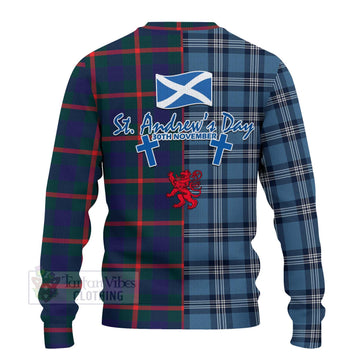 Agnew Tartan Knitted Sweater Happy St. Andrew's Day Half Tartan Style