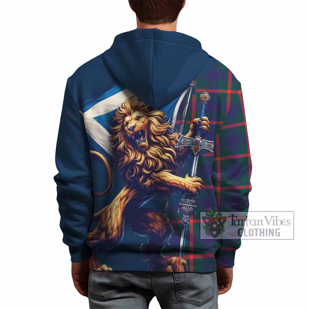 Agnew Tartan Family Crest Hoodie with Scottish Majestic Lion