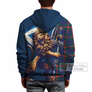 Agnew Tartan Family Crest Hoodie with Scottish Majestic Lion