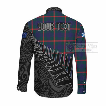 Agnew Crest Tartan Long Sleeve Button Shirt with New Zealand Silver Fern Half Style