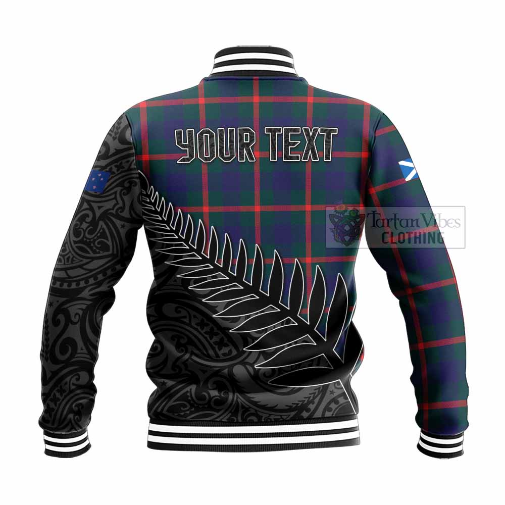 Tartan Vibes Clothing Agnew Crest Tartan Baseball Jacket with New Zealand Silver Fern Half Style