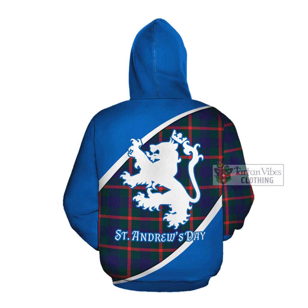 Tartan Vibes Clothing Agnew Family Crest Tartan Cotton Hoodie Celebrate Saint Andrew's Day in Style