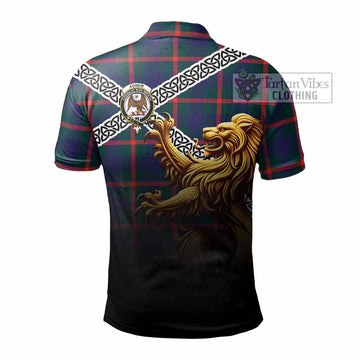 Agnew Crest Tartan Polo Shirt with Golden Lion Emblem Celtic Style - Tartan Vibes Clothing