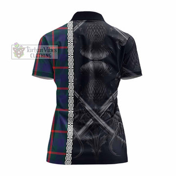 Agnew Tartan Women's Polo Shirt with Family Crest Cross Sword Thistle Celtic Vibes