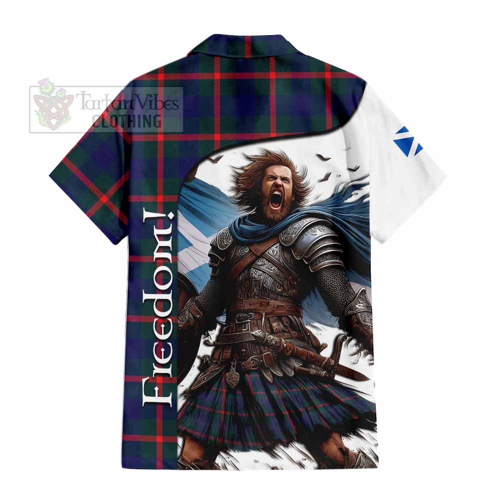 Tartan Vibes Clothing Agnew Crest Tartan Short Sleeve Button Shirt Inspired by the Freedom of Scottish Warrior