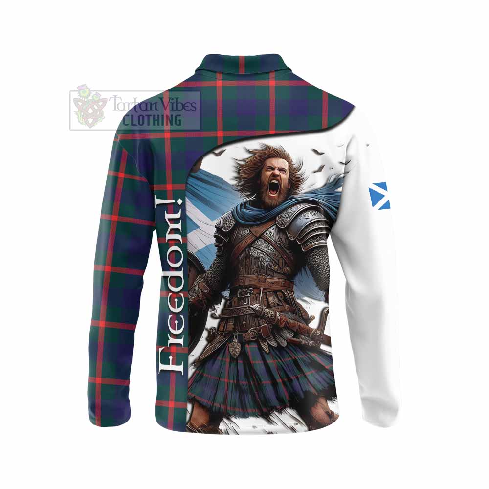 Tartan Vibes Clothing Agnew Crest Tartan Long Sleeve Polo Shirt Inspired by the Freedom of Scottish Warrior