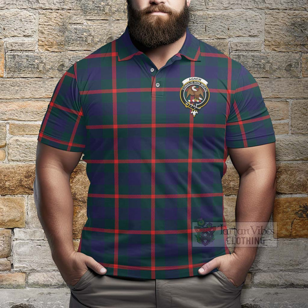 Tartan Vibes Clothing Agnew Tartan Polo Shirt with Family Crest Celtic Skull Style