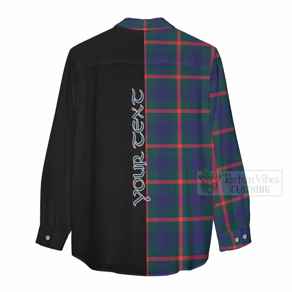 Tartan Vibes Clothing Agnew Tartan Women's Casual Shirt with Family Crest and Half Of Me Style