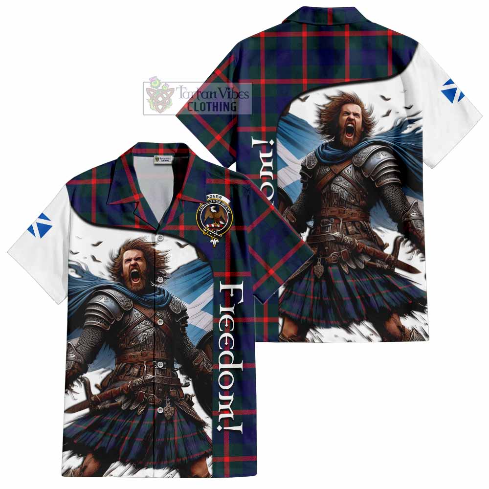 Tartan Vibes Clothing Agnew Crest Tartan Short Sleeve Button Shirt Inspired by the Freedom of Scottish Warrior