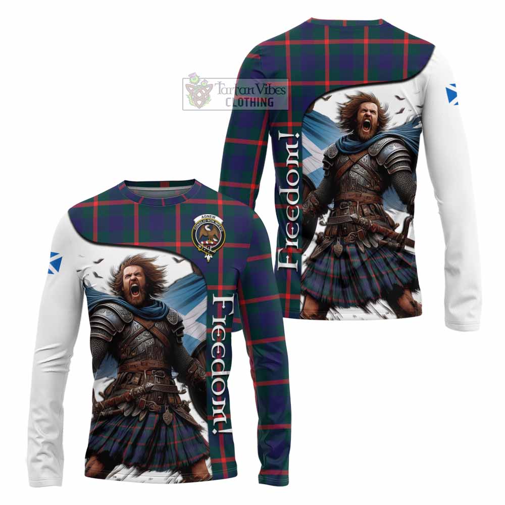 Tartan Vibes Clothing Agnew Crest Tartan Long Sleeve T-Shirt Inspired by the Freedom of Scottish Warrior