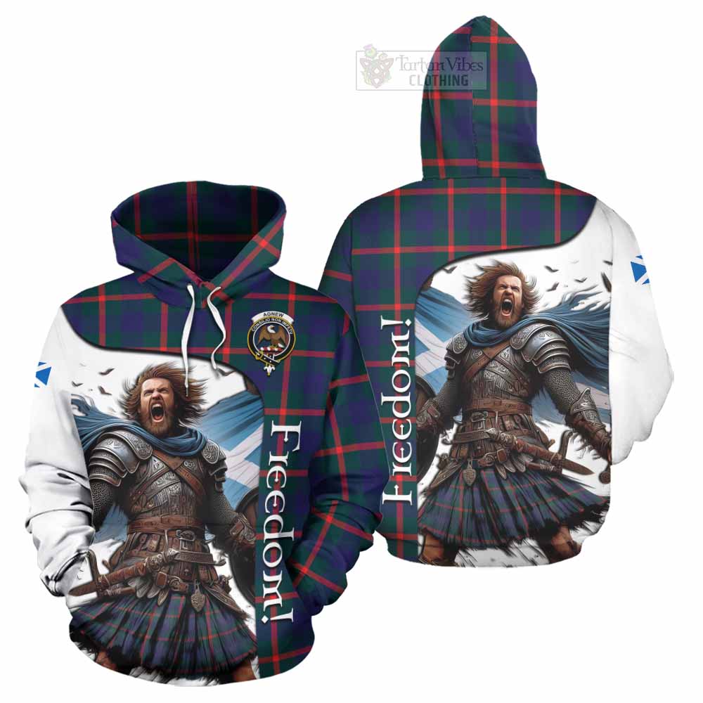 Tartan Vibes Clothing Agnew Crest Tartan Hoodie Inspired by the Freedom of Scottish Warrior