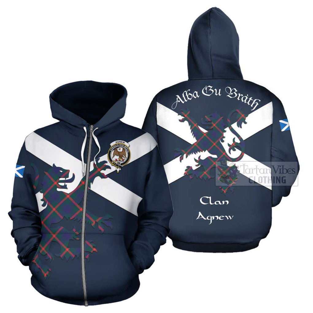 Tartan Vibes Clothing Agnew Tartan Lion Rampant Hoodie – Proudly Display Your Heritage with Alba Gu Brath and Clan Name