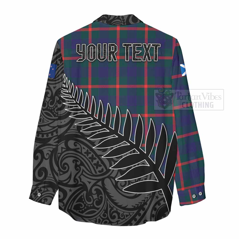 Tartan Vibes Clothing Agnew Crest Tartan Women's Casual Shirt with New Zealand Silver Fern Half Style