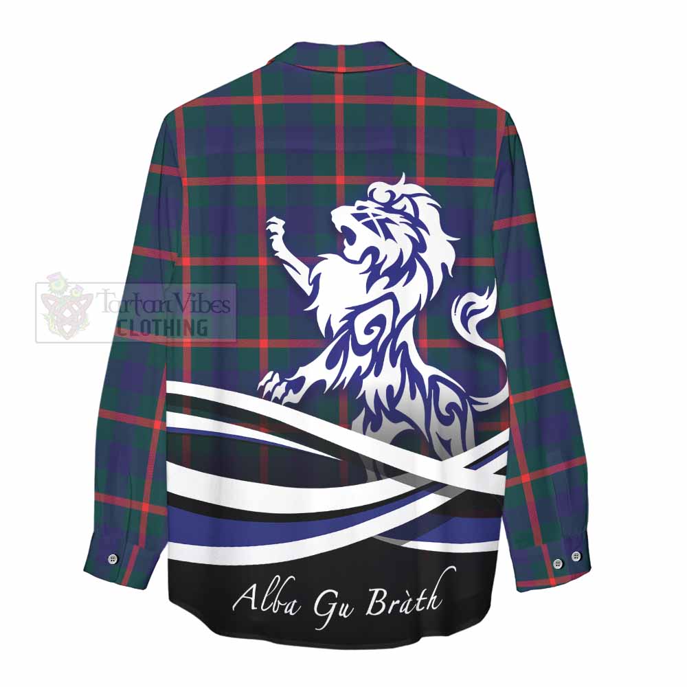 Tartan Vibes Clothing Agnew Tartan Women's Casual Shirt with Alba Gu Brath Regal Lion Emblem