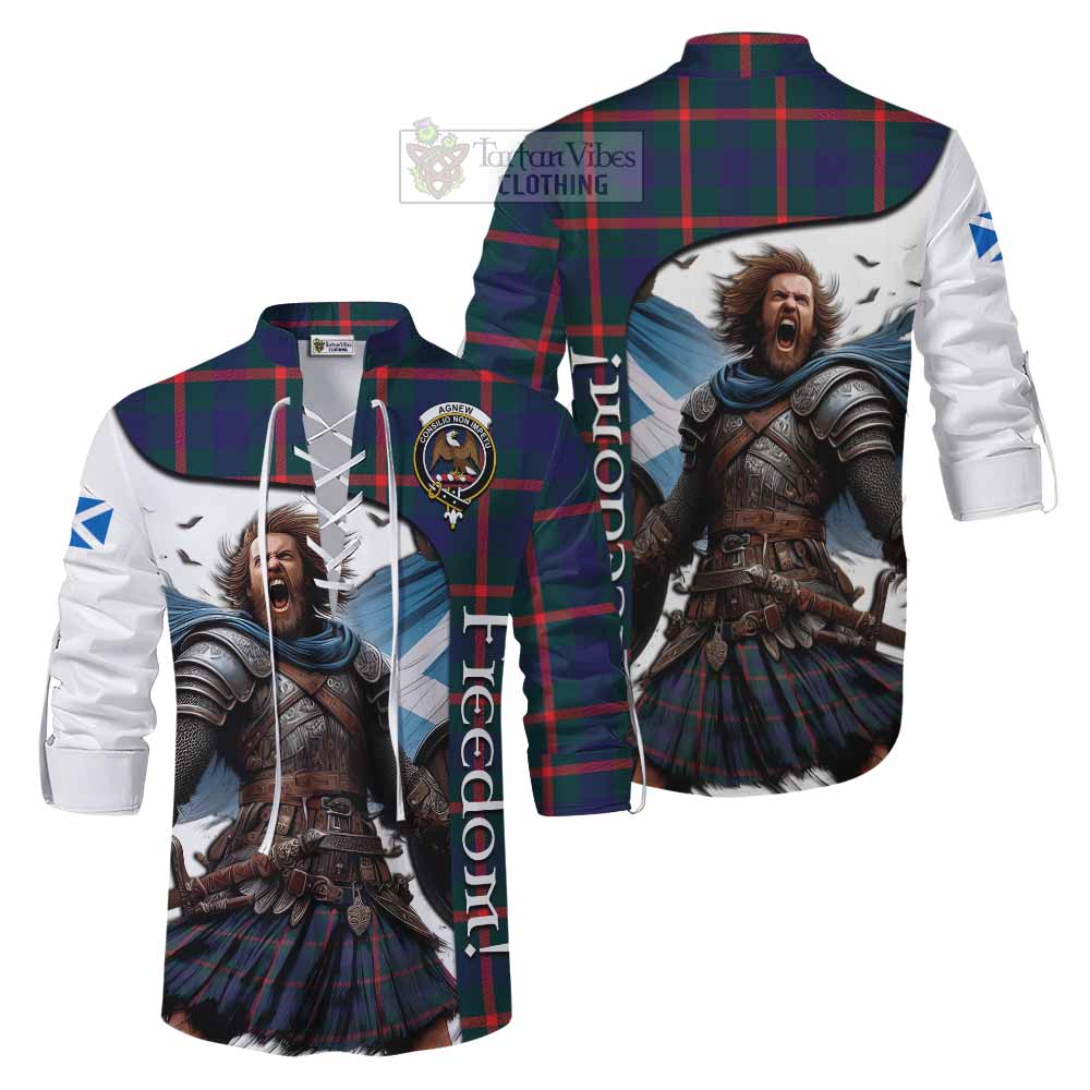 Tartan Vibes Clothing Agnew Crest Tartan Ghillie Kilt Shirt Inspired by the Freedom of Scottish Warrior