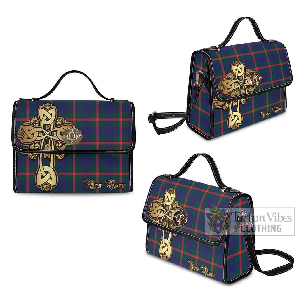 Tartan Vibes Clothing Agnew Tartan Waterproof Canvas Bag Golden Thistle Celtic Cross Style